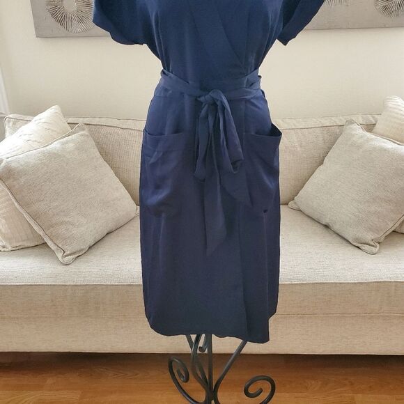 J. Crew Pocket Front Wrap Dress - size Small in Navy Blue - Picture 6 of 14